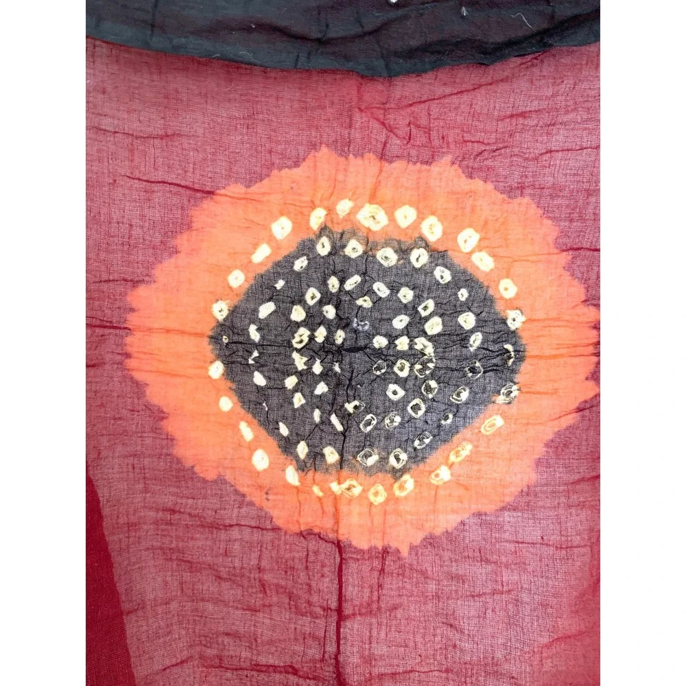 Gypsy Sheer Scarf Delicate Silver Sequins Rectangle 42 x 96 Maroon Black Orange